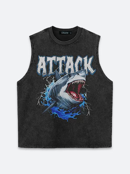 SHARK ATTACK VINTAGE SLEEVELESS SHIRT