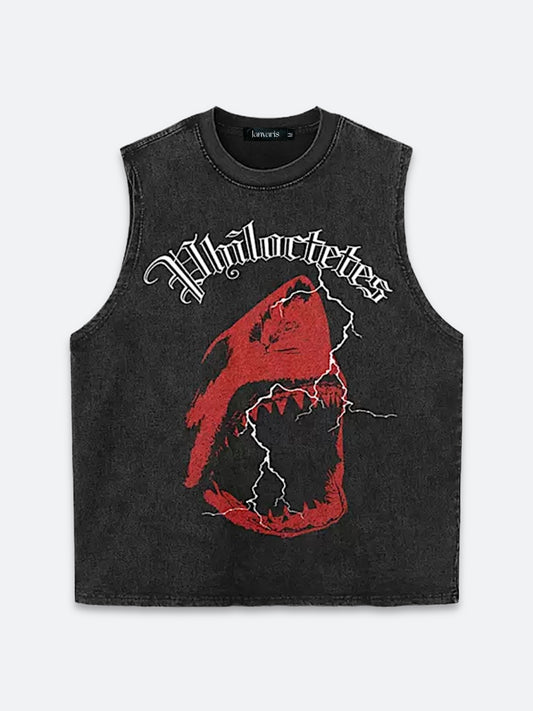 SHARKS OF THE ABYSS VINTAGE SLEEVELESS SHIRT