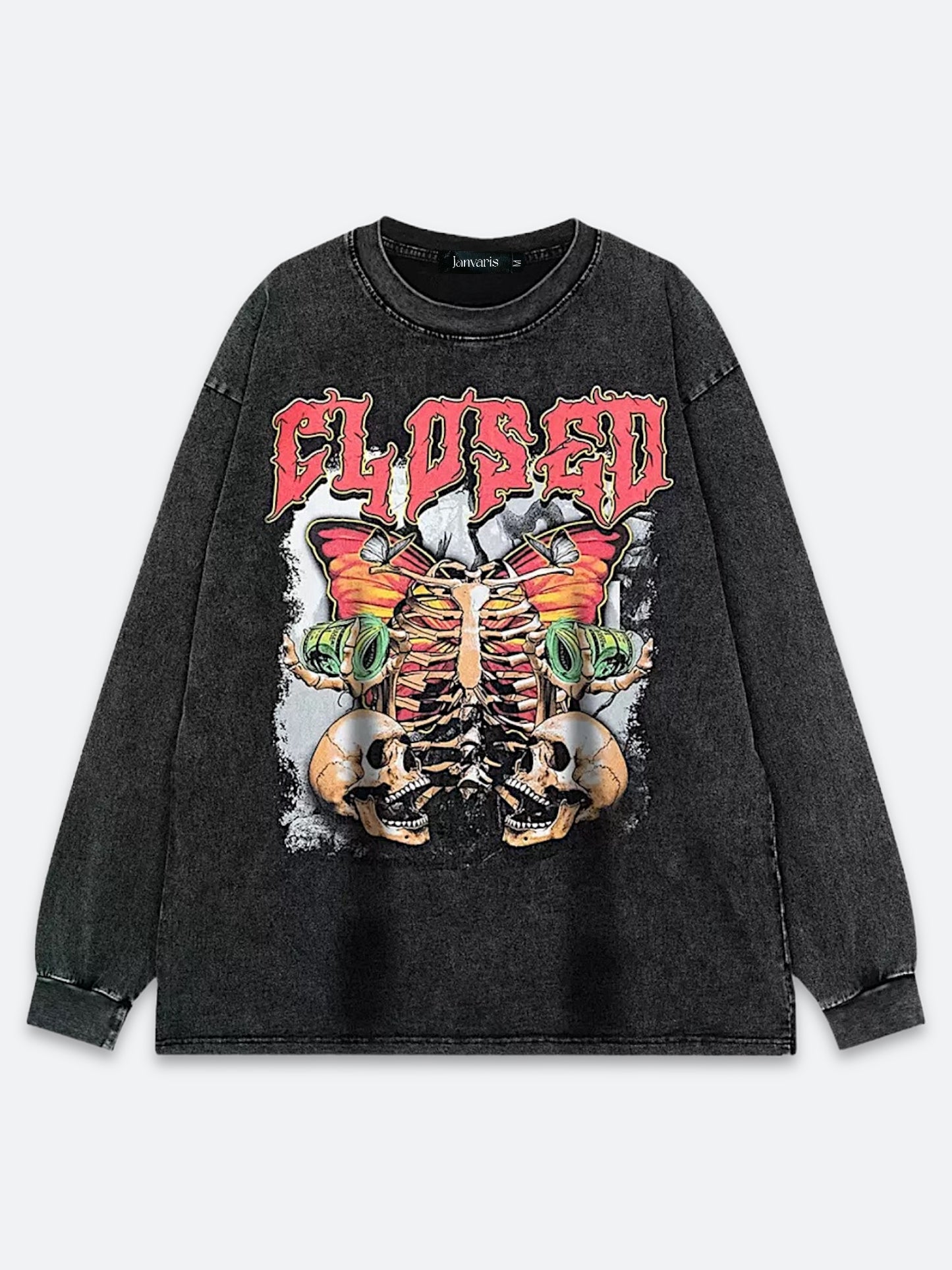 RIBCAGE SKULL MONEY VINTAGE LONGSLEEVE